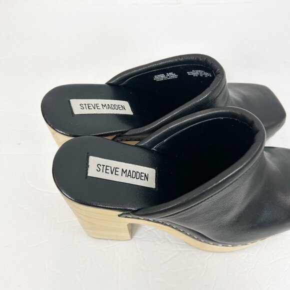 Steve Madden Alvara Leather Platform Clog Size 8.5 Black Chunky Women's - Picture 5 of 6